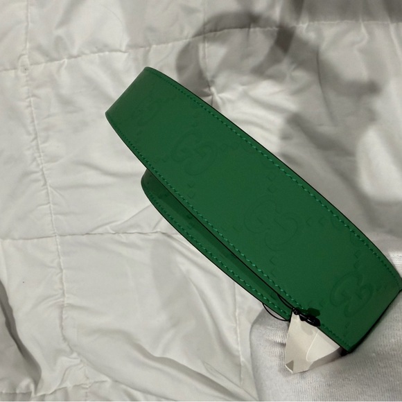 Gucci Green Embossed Leather Belt - Picture 4 of 8